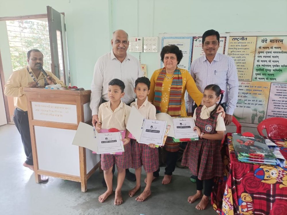 Donation of 250 workbooks to a Government School in Raigad