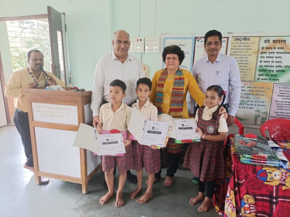 Donation of 250 workbooks to a Government School in Raigad